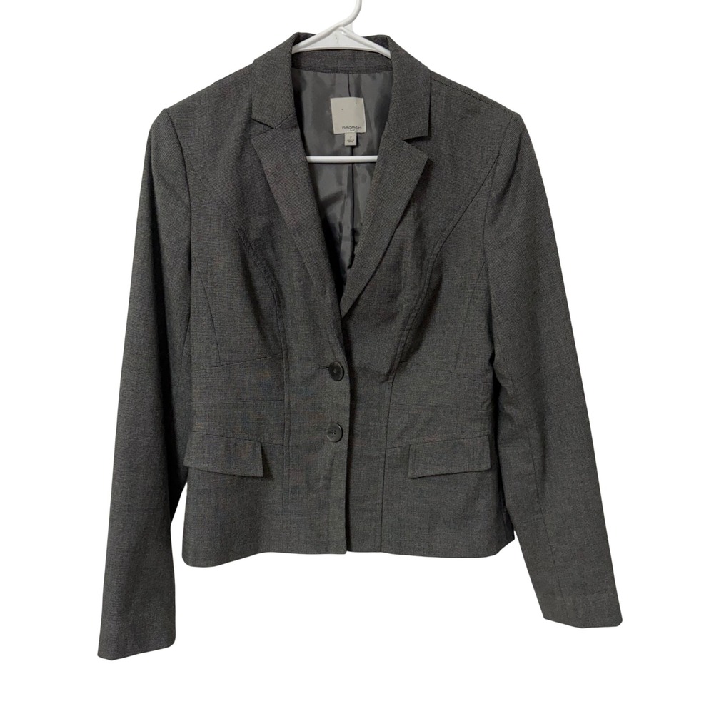 Halogen Gray Two Button Tailored Blazer Jacket Womens 2 Career Chic Minimalist